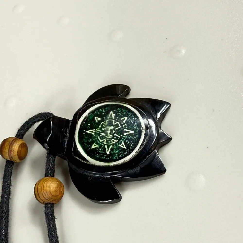 Black and Green Turtle Pendant Necklace on Cord Wooden Bead Accents One Size - Image 11