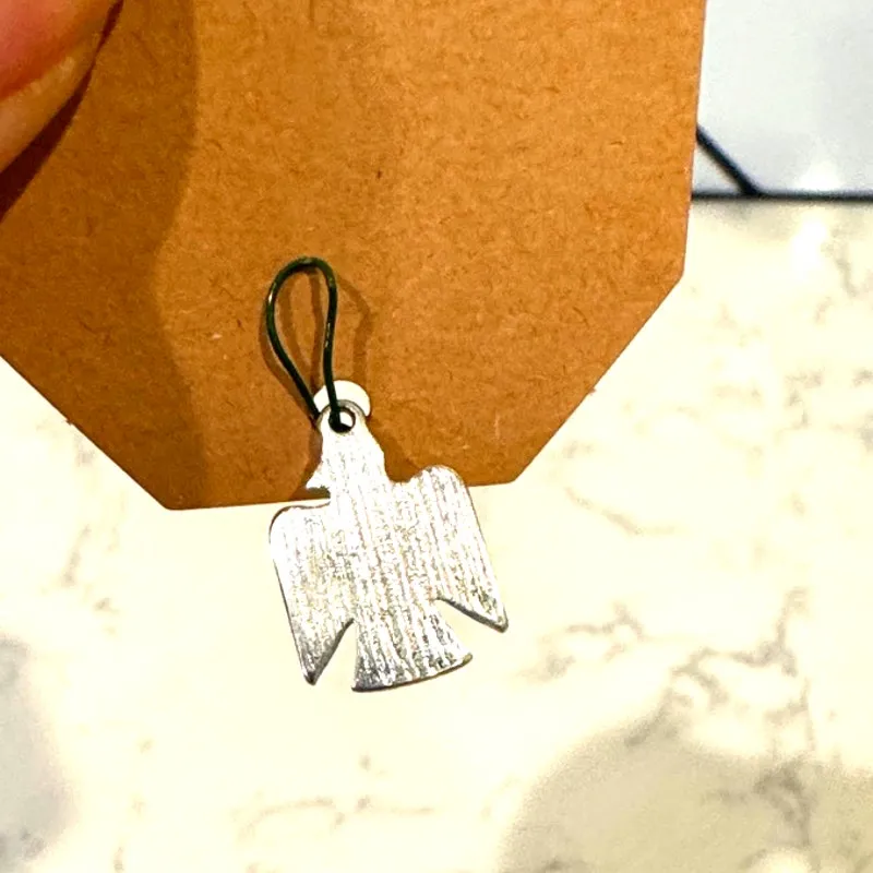 Silver tone Thunderbird Southwest native Motif Bird Charm Pendant - Image 2