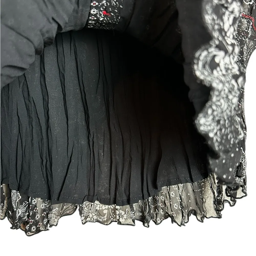 VTG Coldwater Crinkled Chiffon Lace Top Flare Sleeve Witchy Grunge Size M - Image 6