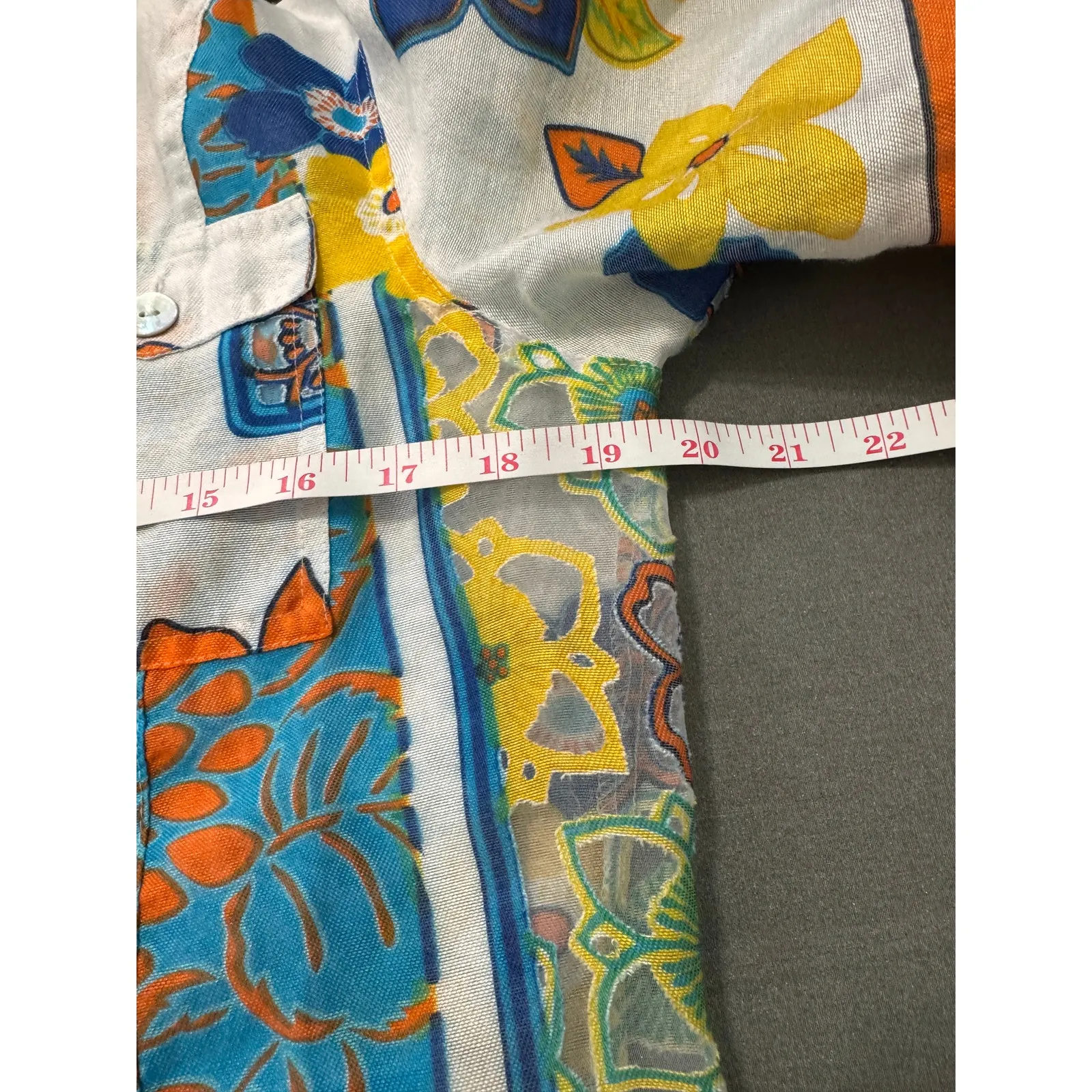 Multiples  Patchwork Floral Button Front Top Medium Sheer Panels Roll Tab Sleeve - Image 10