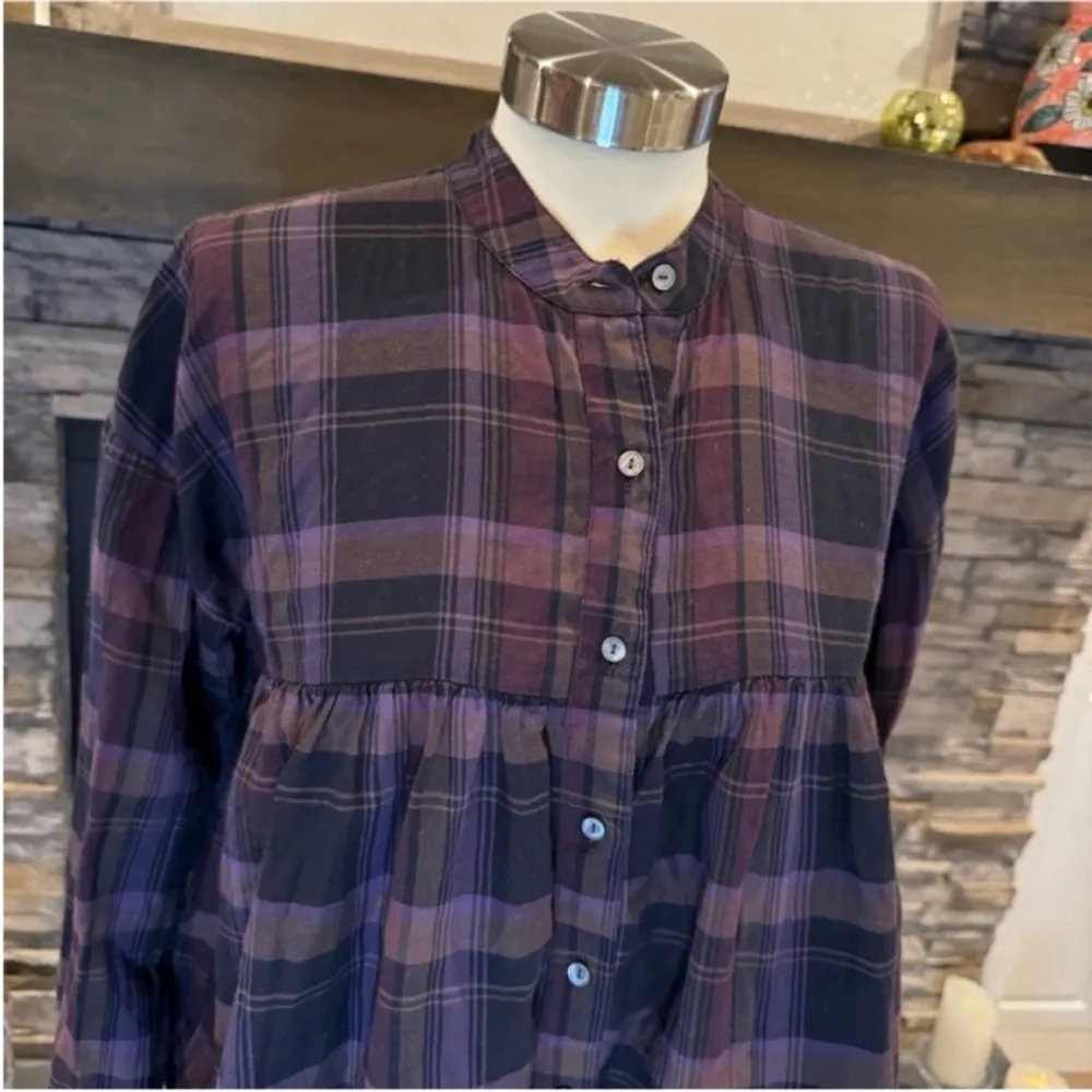 Elizabeth and James Purple Long Sleeve Boxy Button Down Shirt - Image 2