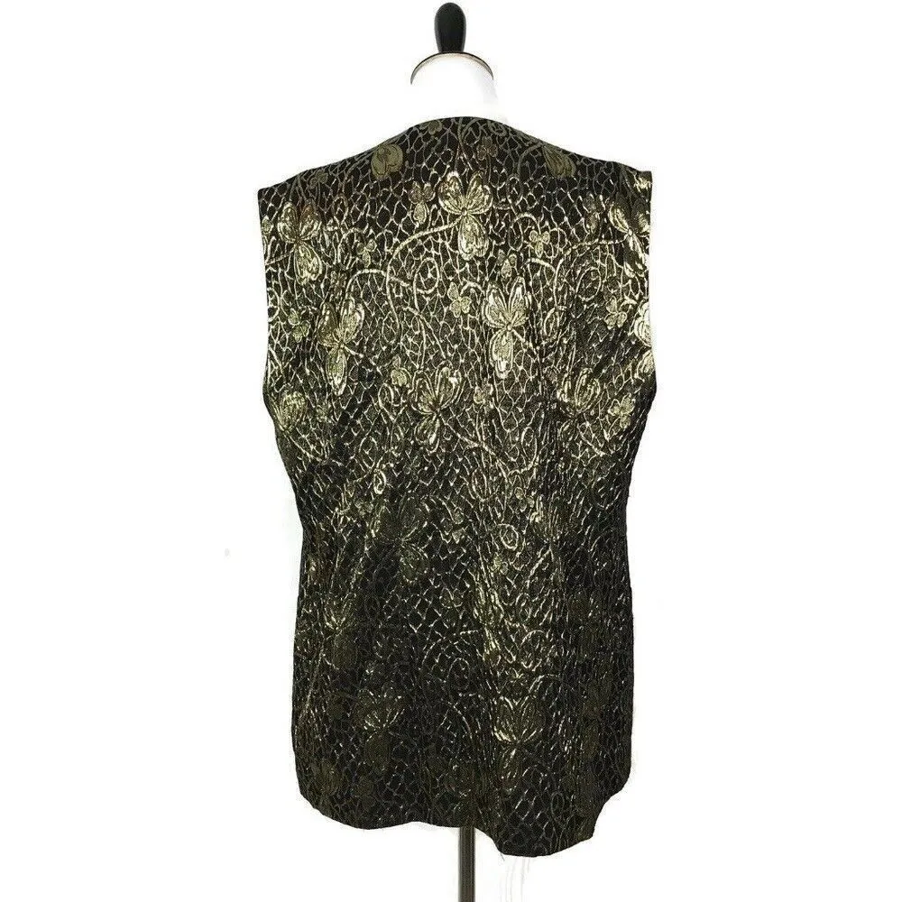 Givenchy Statement Vest Metallic Gold Plus‎ Size 20W Formal Textured Maxamalist - Image 4