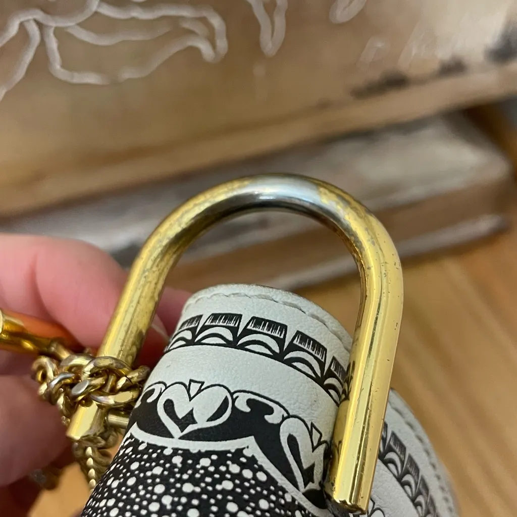 Chloe White Marcie Crossbody Saddle Bag with elegant black embossing RARE EUC - Image 8