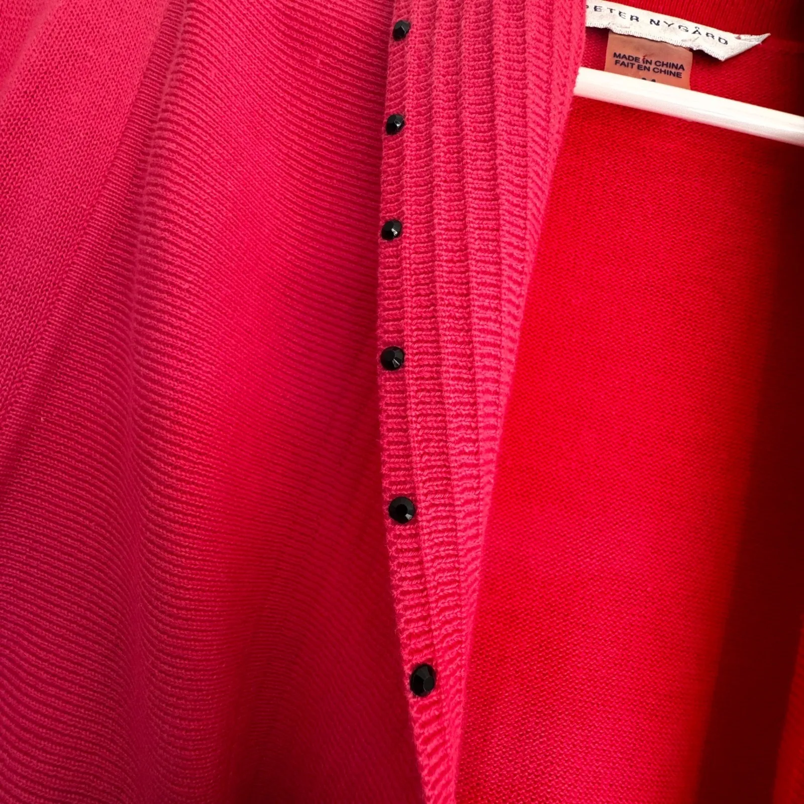 Y2K Peter Nygard M Pink studded open Front layering casual Workwear cardigan - Image 4