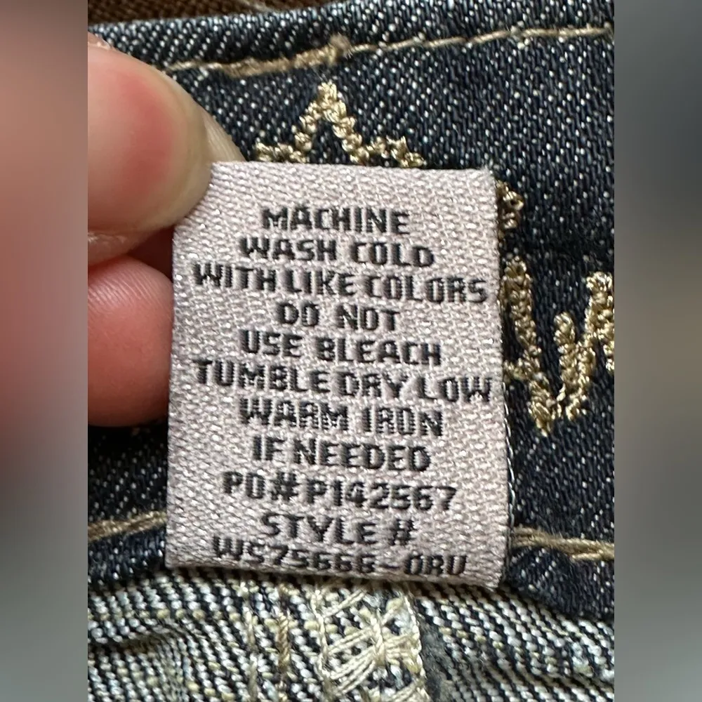 Almost Famous Vintage Denim Dark Blue Embellished Studded Ripped Mini Skirt Sz 7 - Image 11