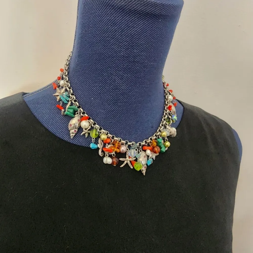 Silver Sealife Charm Necklace Freshwater Pearls Natural Stone Shell Earrings Set - Image 11