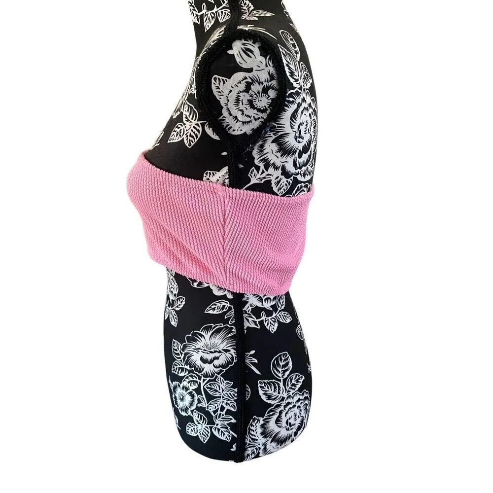 Nwt Pretty Little Thing One Sleeve Crop Bikini Top Sexy Cold Shoulder Blouse - Image 3