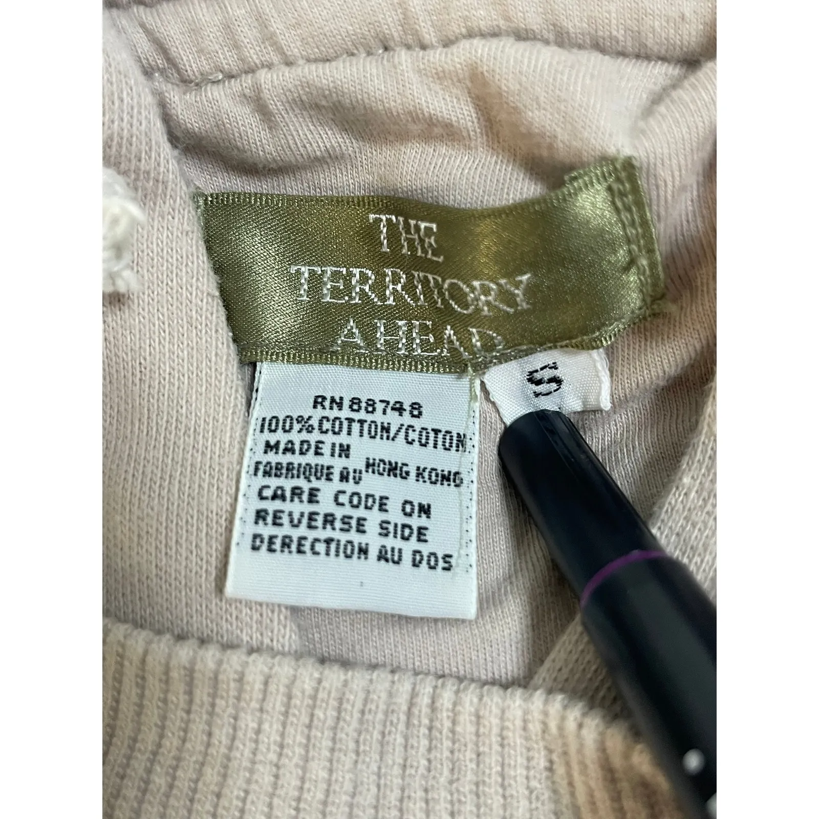 The Territory Ahead Pink Cotton Hoodie Pullover Drawstring Hood Size S - Image 6