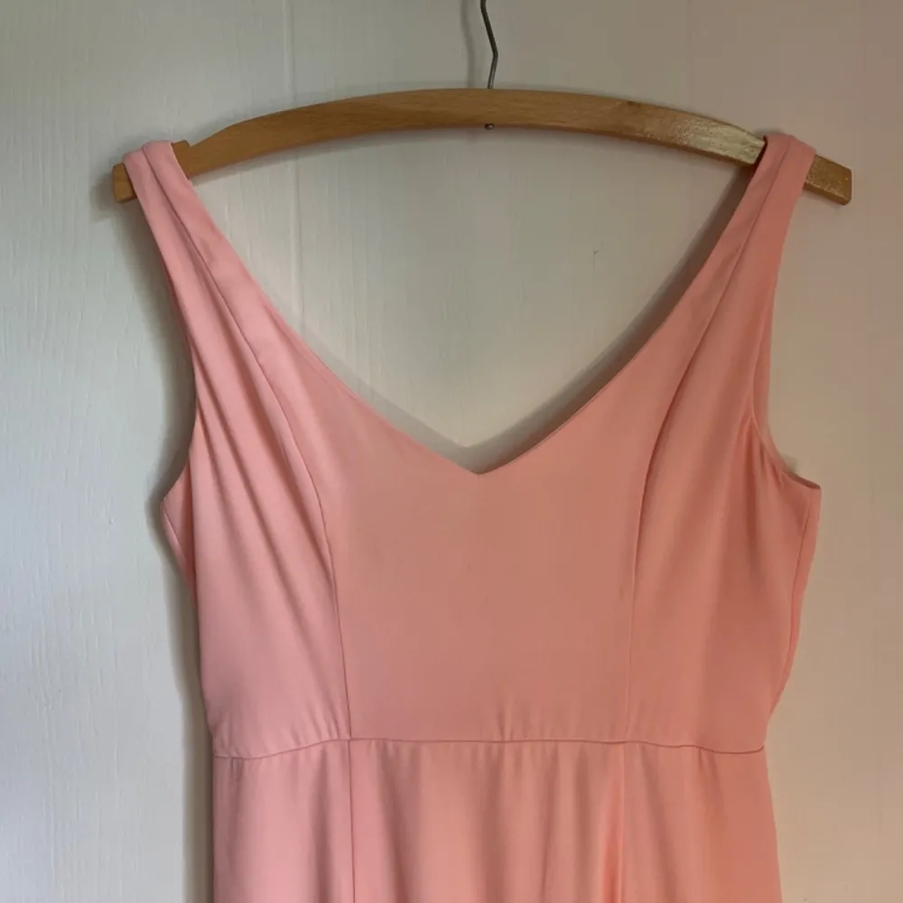 Blush Peach Long Bridesmaid Gown Flowy Formal Maxi Dress XS - Image 4