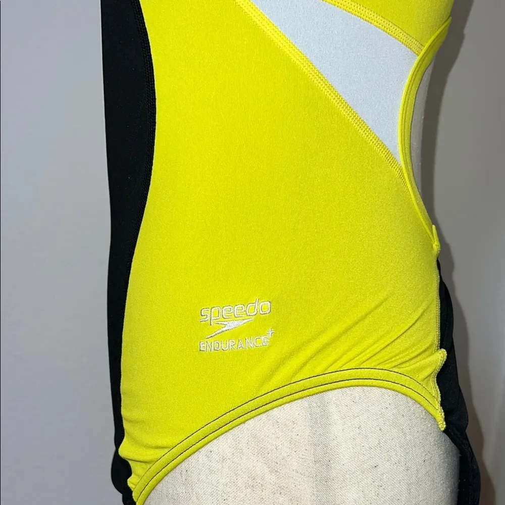 Speedo Black and Yellow‎ One Piece Swimsuit - Image 4