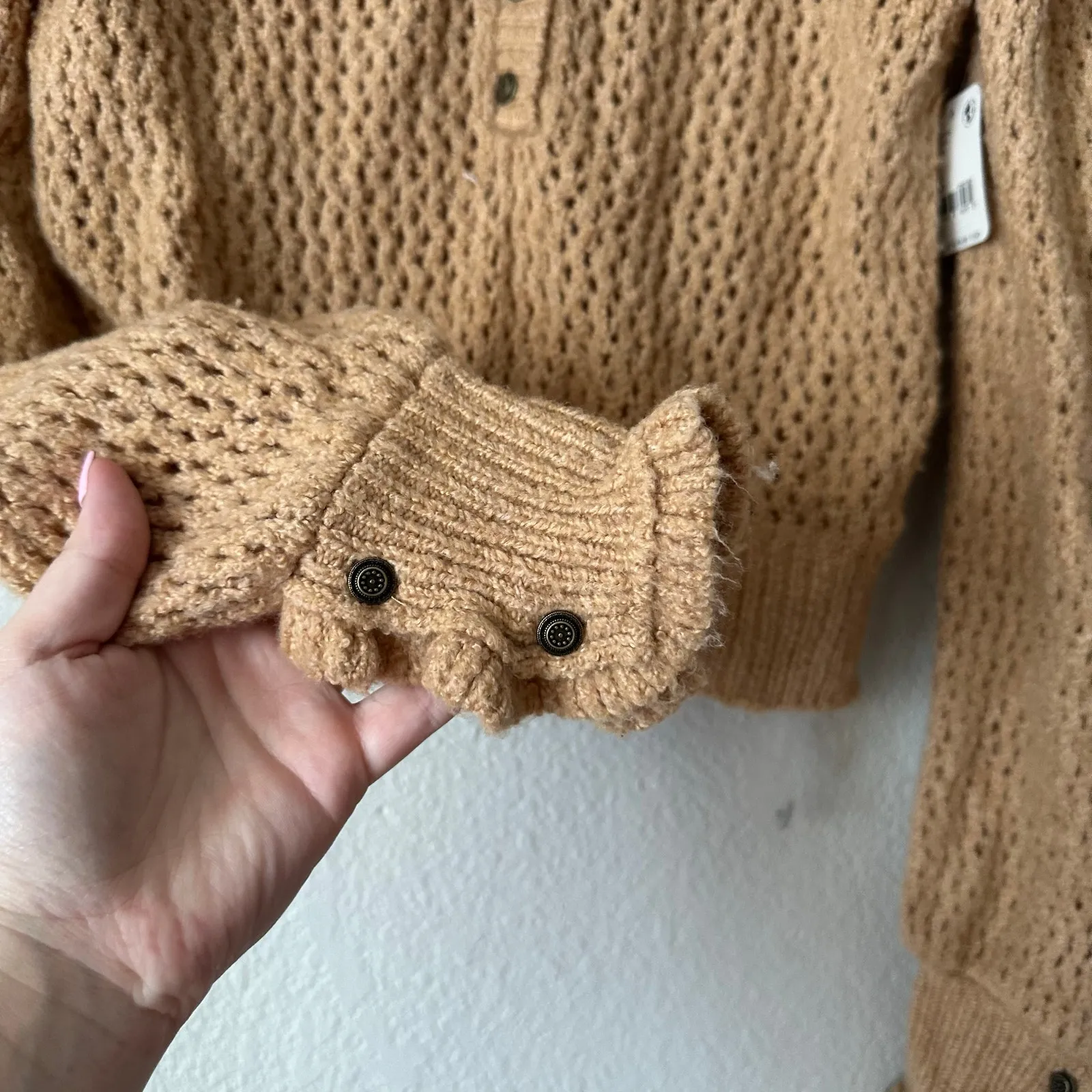 Free People Care FP Snowdrift Pullover Knit Sweater in Camel Heather Size XS - Image 4