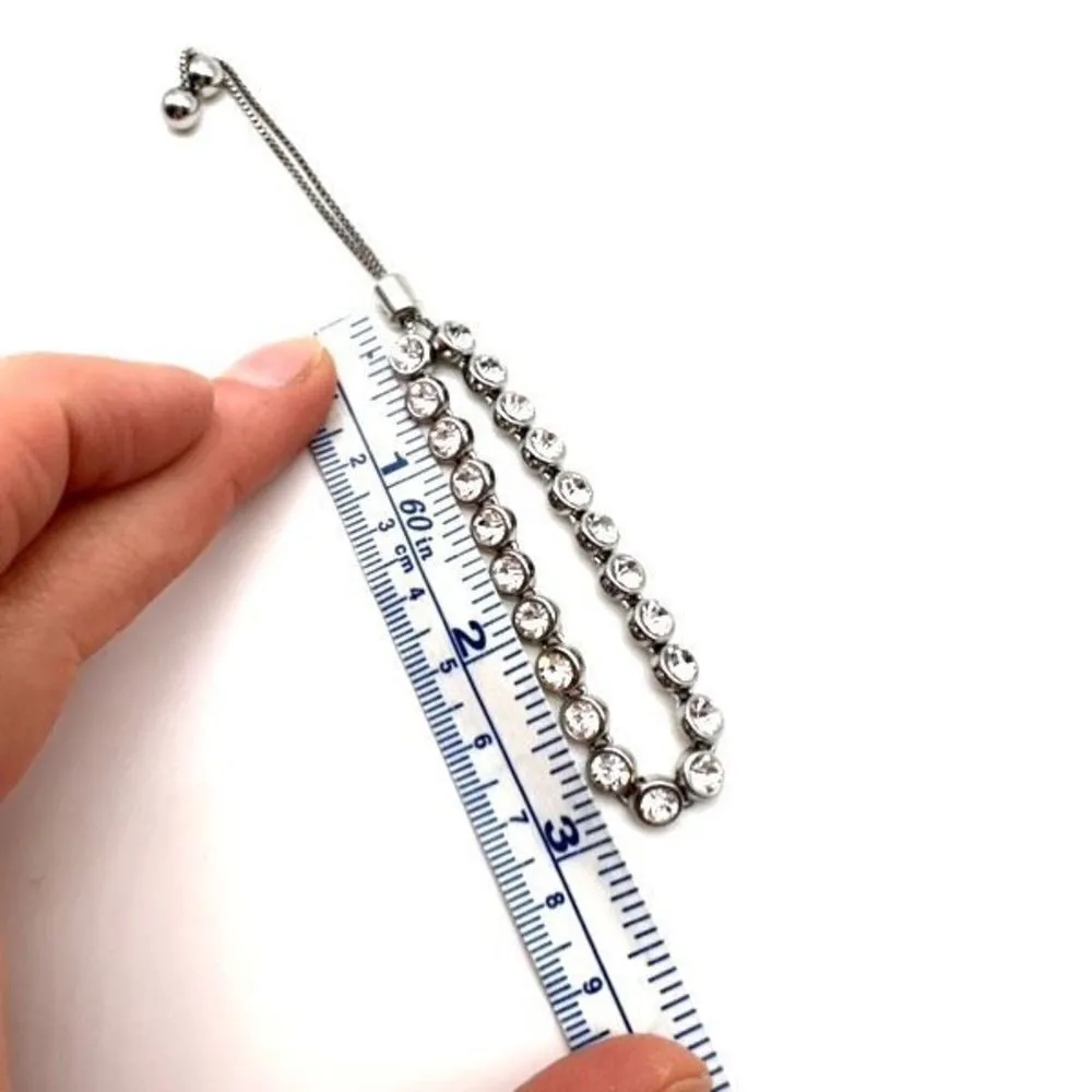 Premier Designs  studded statement crystal bracelet‎ adjustable silvertone silver - Image 5