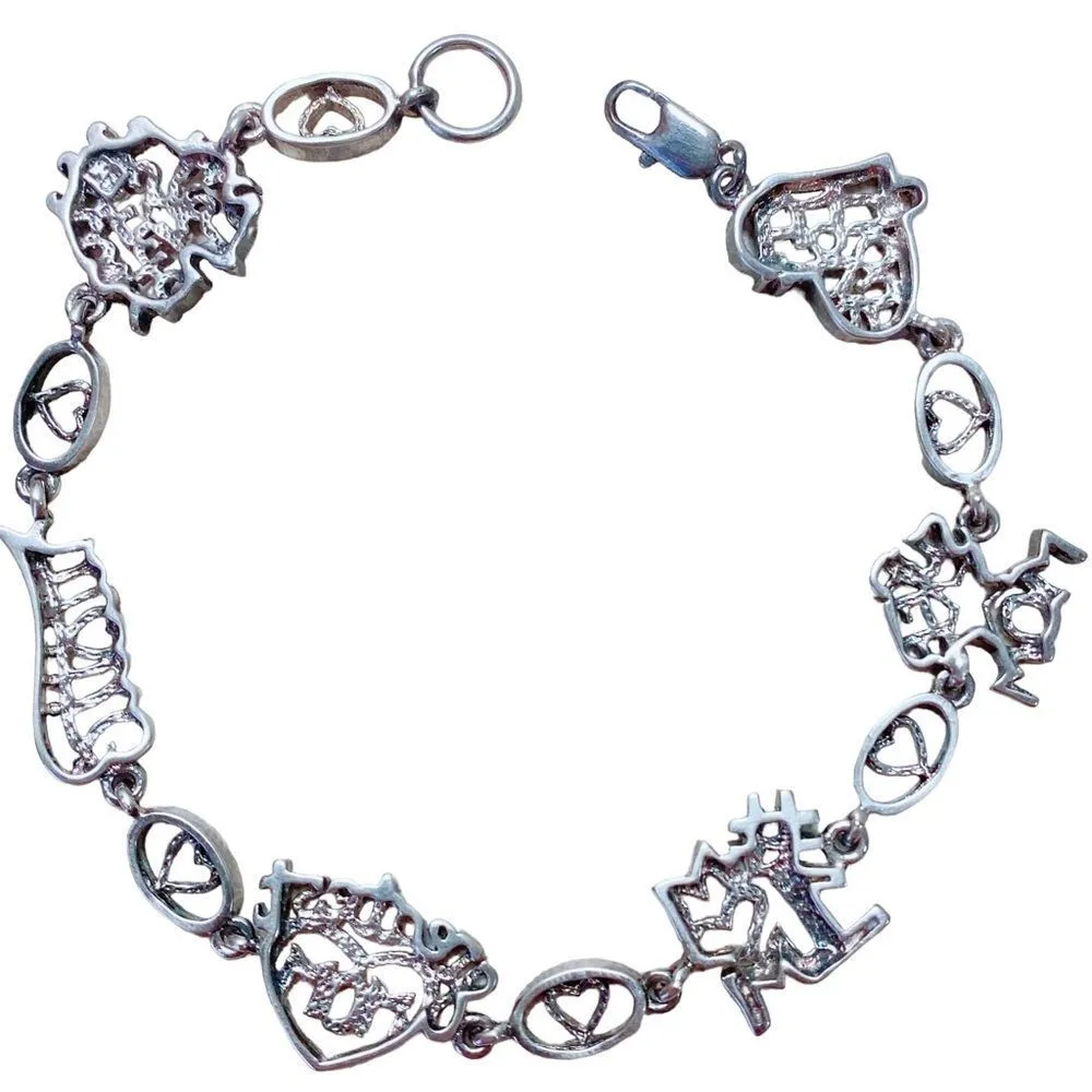 925 Sterling Silver I love You Super Mom Greatest You’re the best Link bracelet - Image 2