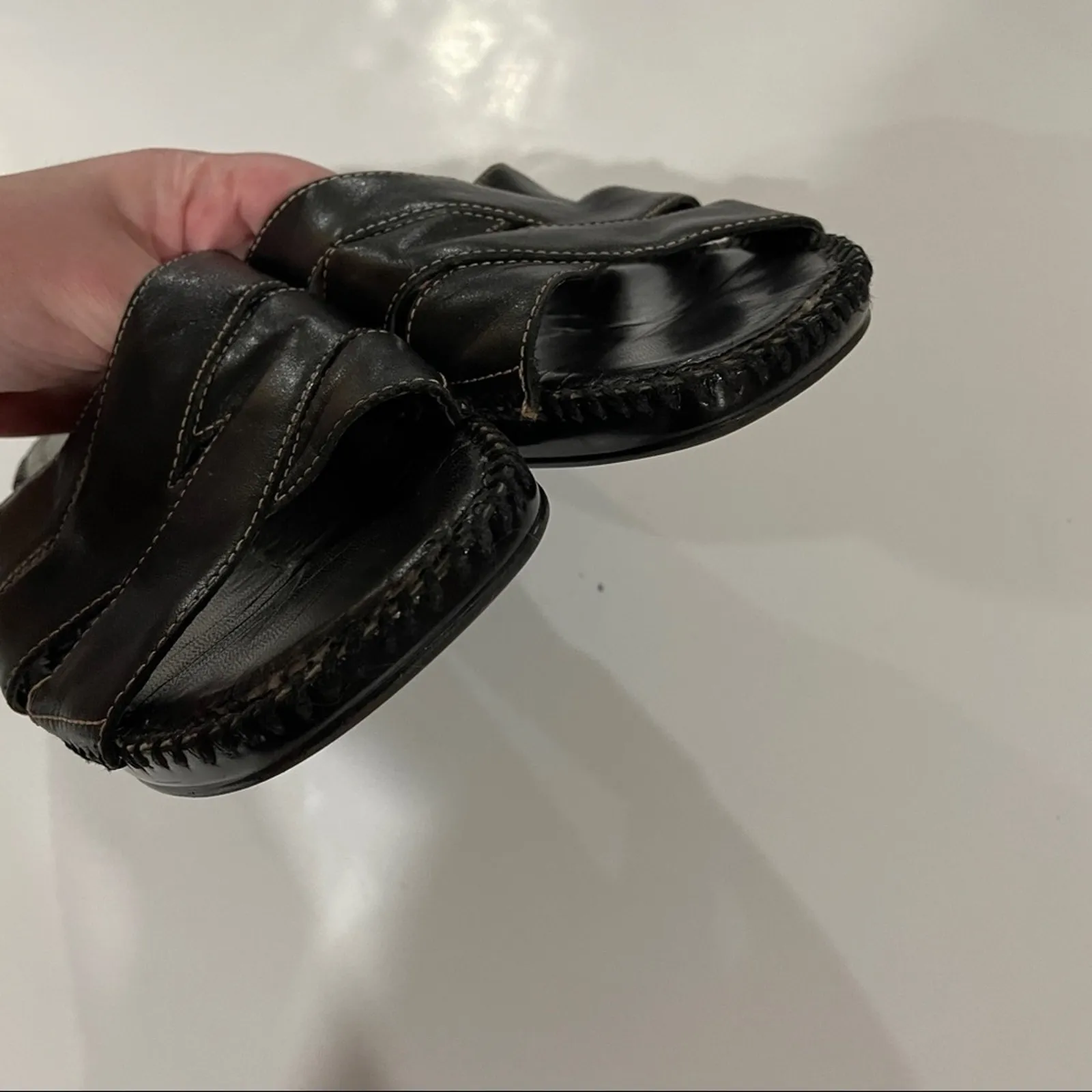 Naturalizer Dark‎ Brown Leather Criss Cross Strappy Slip On Sandals Size 8.5 - Image 4