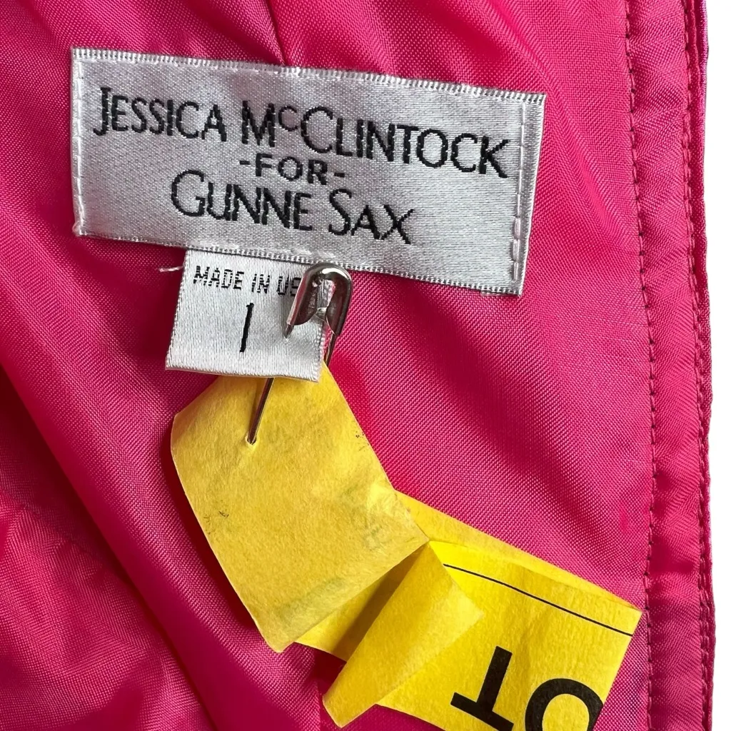 Jessica McClintok for Gunne Sax Womens Dress Hot Pink and Black Strapless Size 1 - Image 4