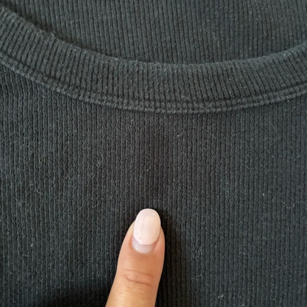 Hollister Black Ribbed Scoop Neck Long Sleeve T-Shirt Basic Large - Image 3