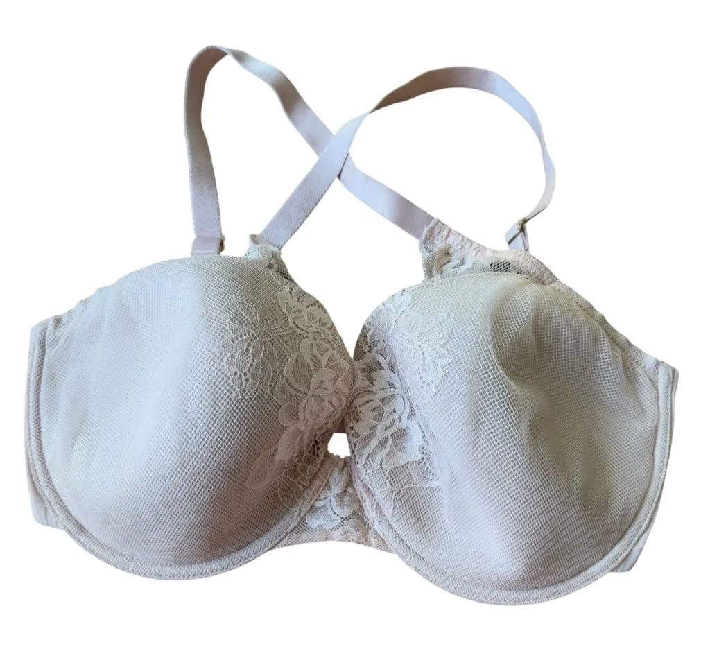 Natori Lace Underwire Bra Beige Nude Floral Mesh Full Coverage 34G - Image 1