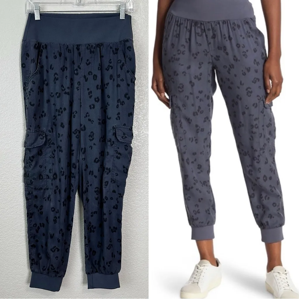 Democracy 100% Lyocell Midnight Blue Leopard Patch Utility Joggers, Sz Medium - Image 2