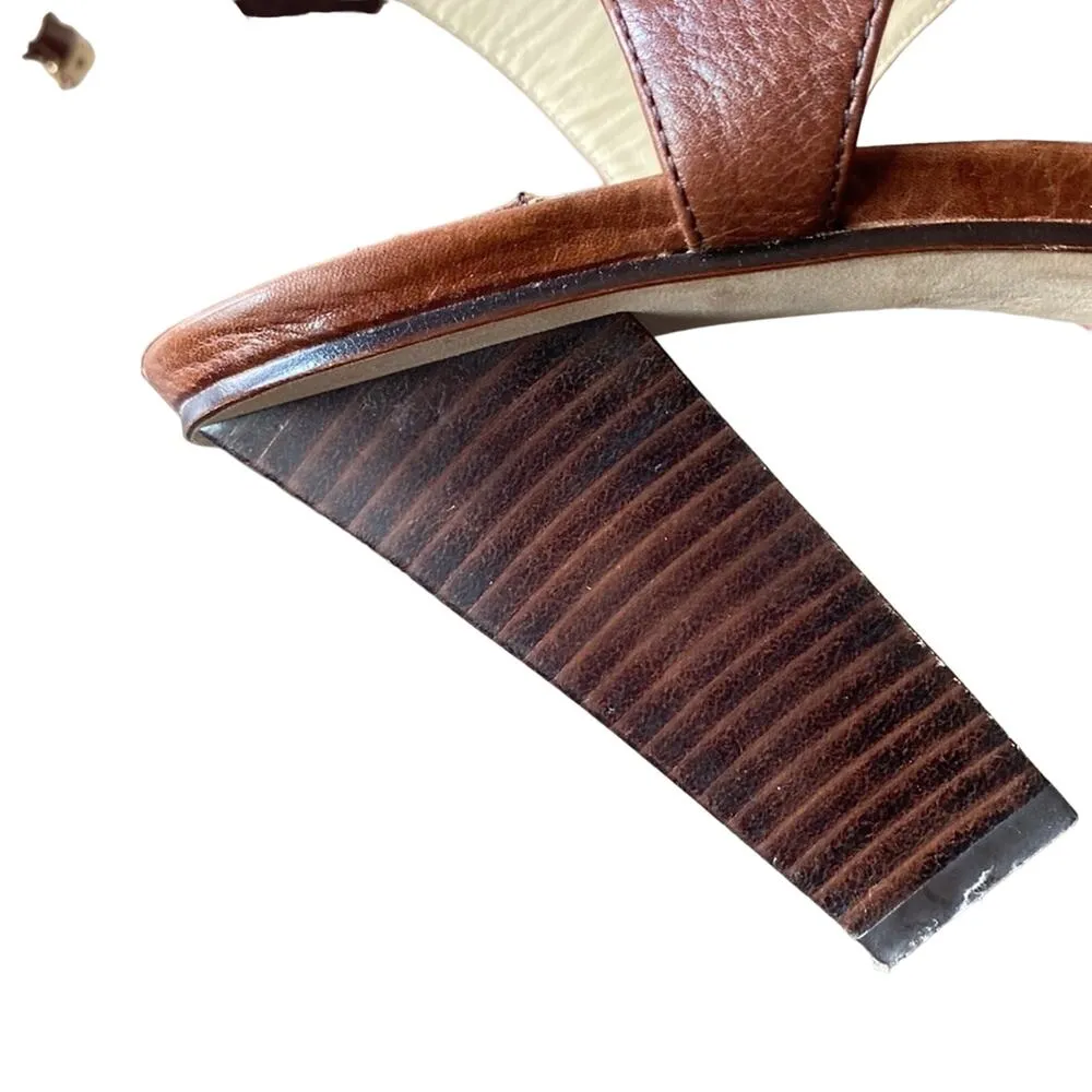 MAX STUDIO Sandal Womens Sz 8.5 Brown Leather Cognac Spring Summer - Image 8