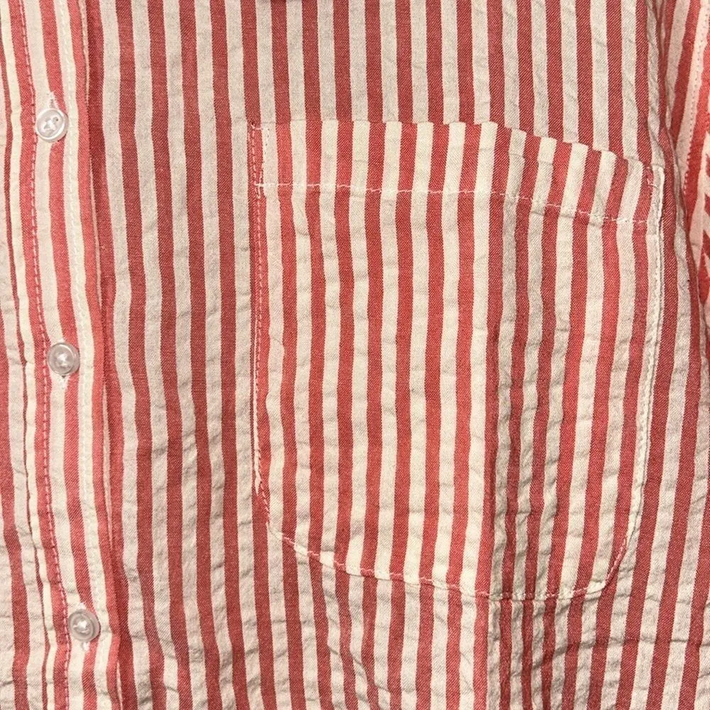 Piombo Seersucker Stripe Orange/White Button Down Shirt(Size 12) Orange - Image 8