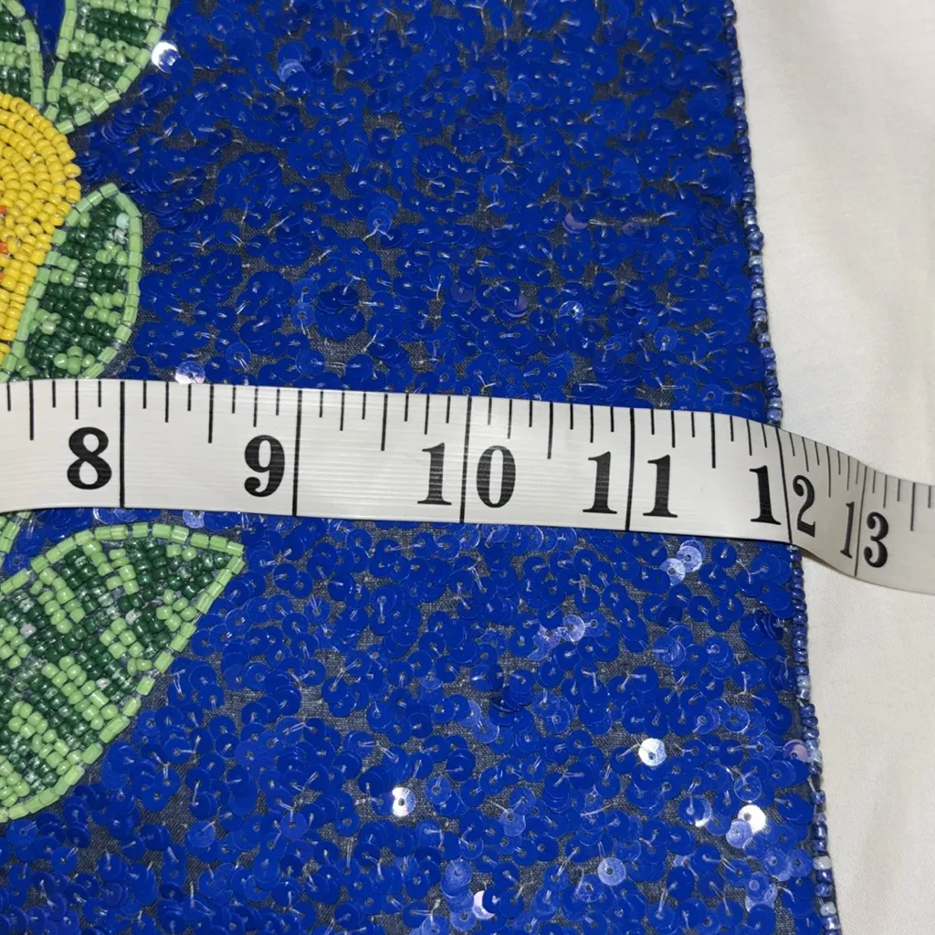 GIACOMO CINQUE FOR ANTICA SARTORIA
BLUE SEQUINS YELLOW GREEN BEADED CLUTCH ITALY Blue - Image 10