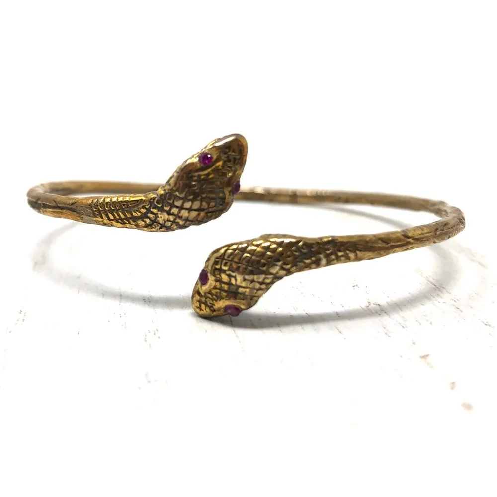 Serpent sterling silver, Ruby eyes wrap bracelet - Image 10