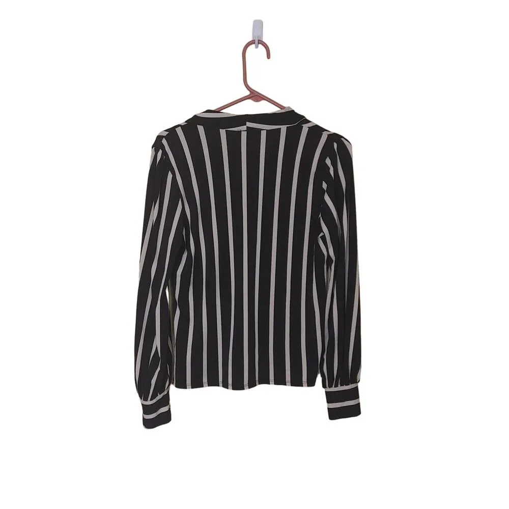 Adrianna Papell Size Small Cream Black White Striped Blouse Professional Career - Image 2