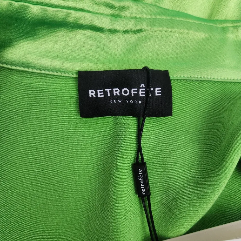 Retrofete Olinda Mini Dress in Lime Punch Green Small? NWT Sample Long Sleeve - Image 8