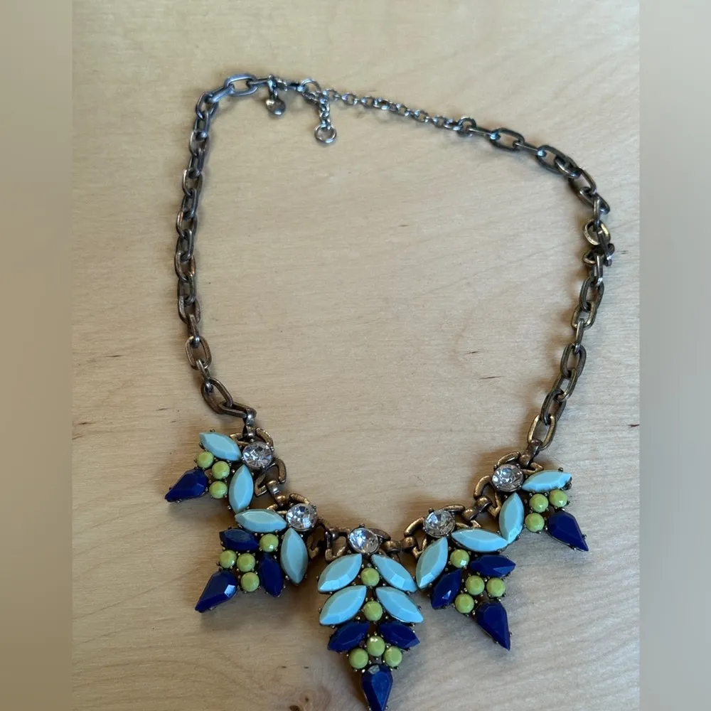 J. CREW Statement Necklace with Blue and Yellow Accents - Image 3