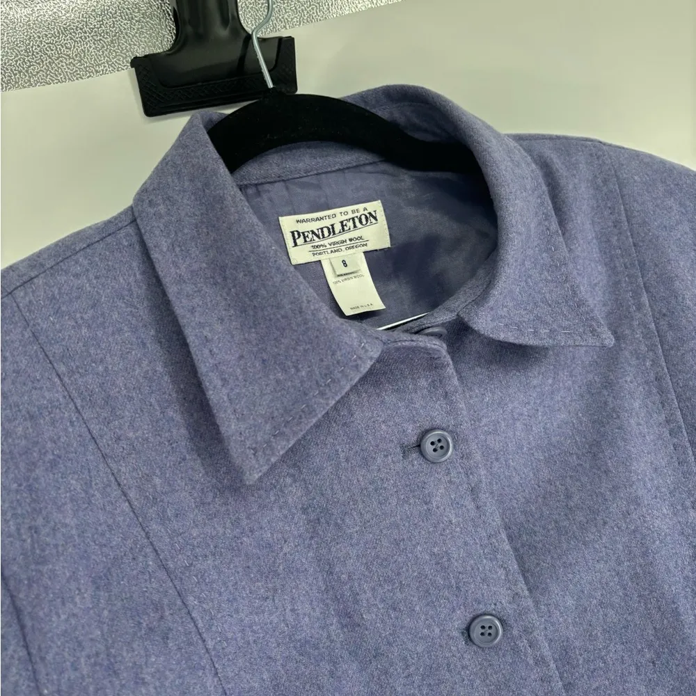 Pendleton 100% Virgin Wool Periwinkle Purple Button Up Blazer - Image 4