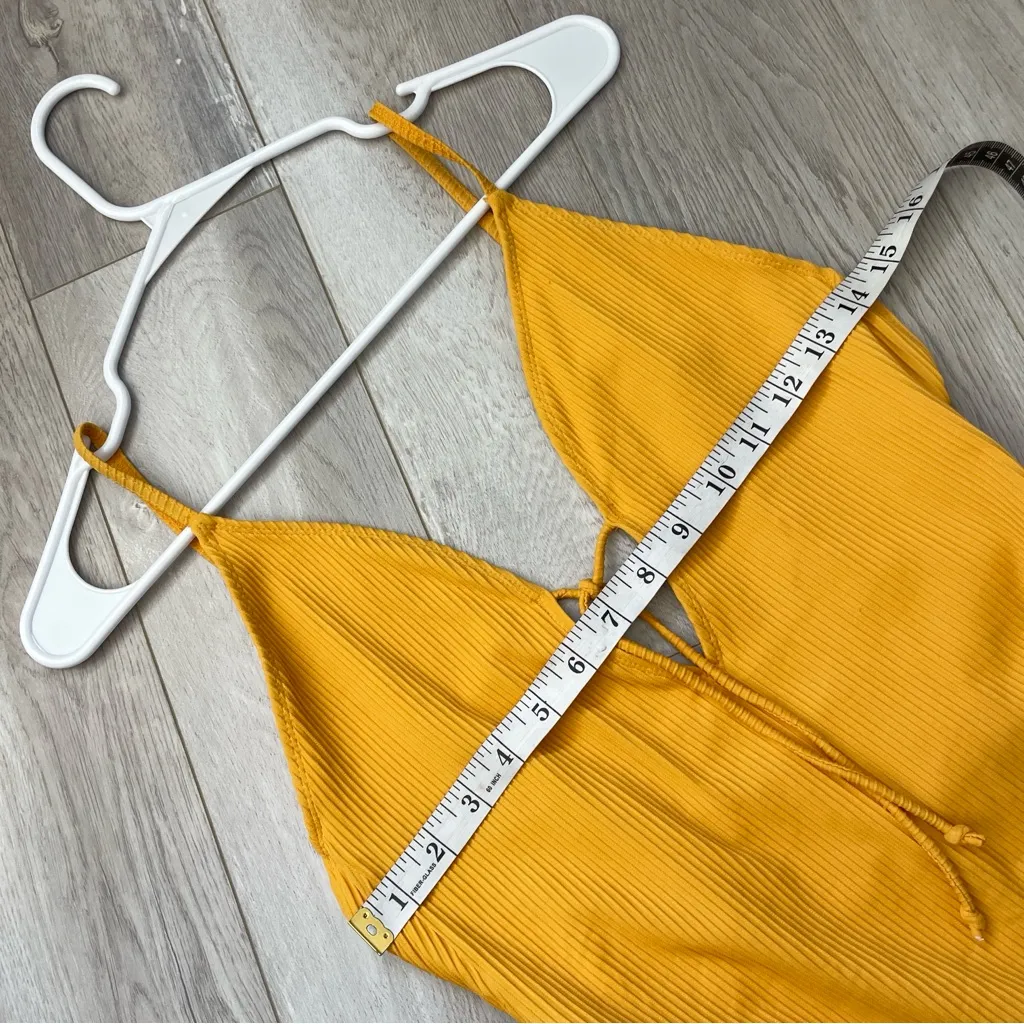 Monday Swimwear Swimsuit malibu ribbed one piece womens Yellow (large) vacation Size M - Image 4