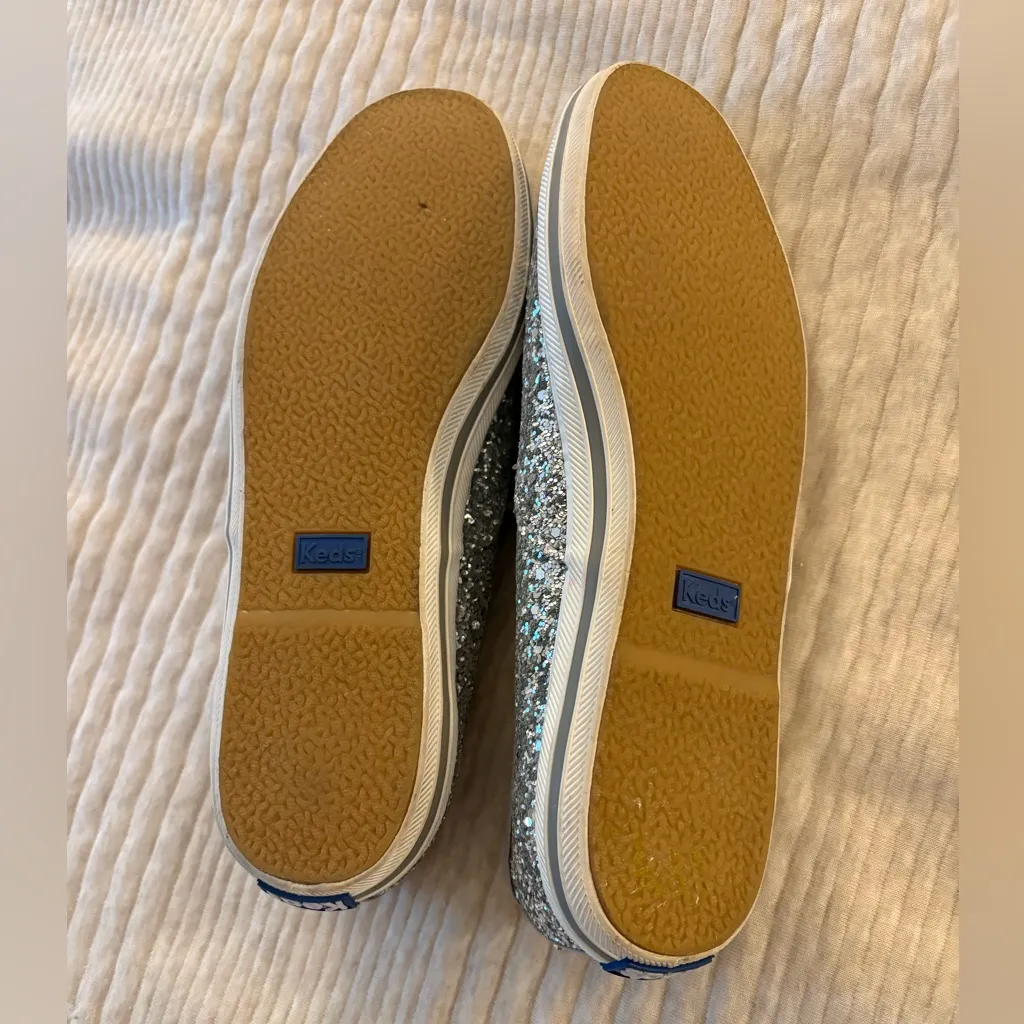 Keds Kate Spade New York Silver Glitter Slip-On Sneaker Shoes‎ Women’s size 7.5 - Image 6