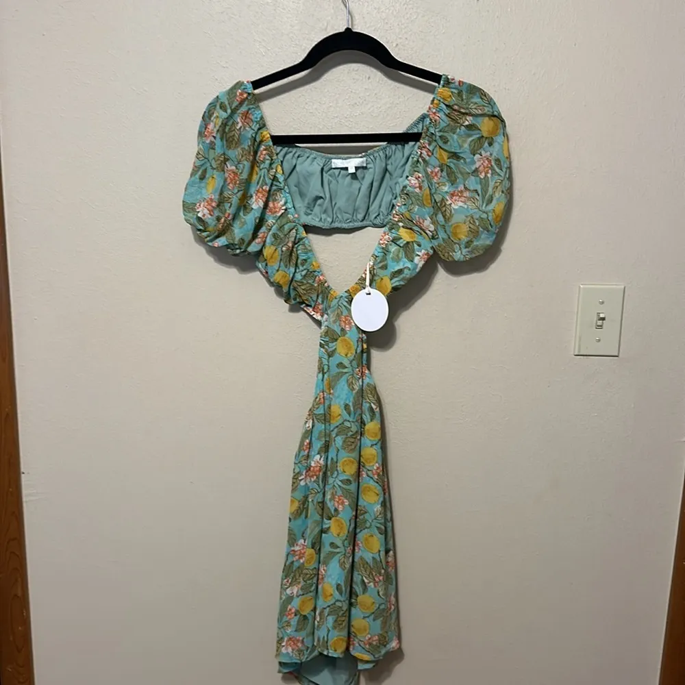 Revolve More To Come Marlene Cut Out Dress in Green Floral Size Medium‎ NWT - Image 3