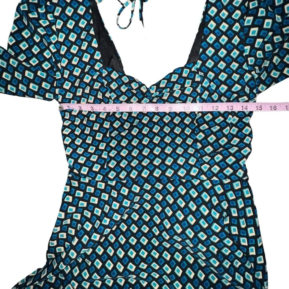 B.O.G. Band Of The Free Womens‎ Genevieve Teal Diamond Long Sleeve Mini Dress S - Image 7