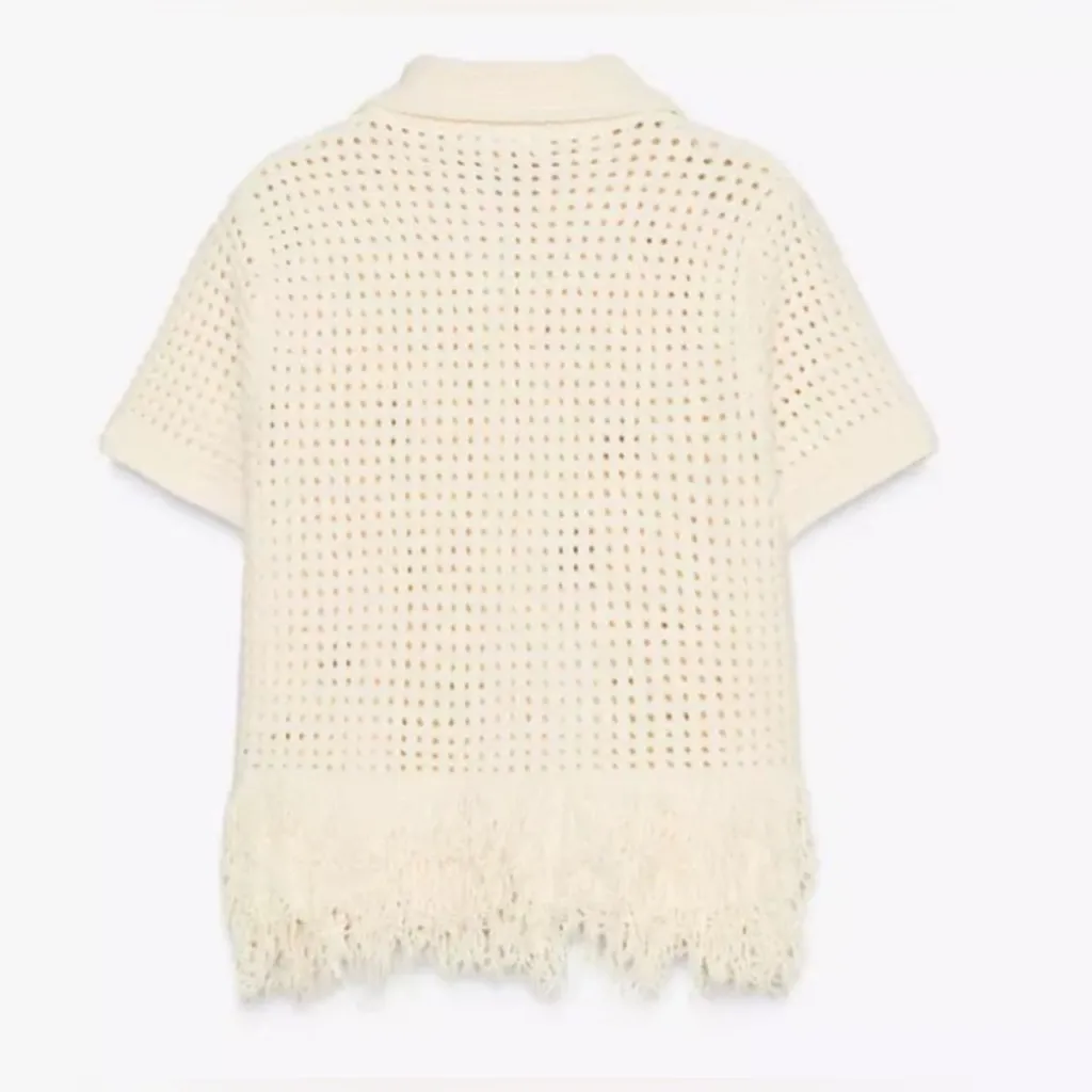 Zara fringed check knit top - Image 5