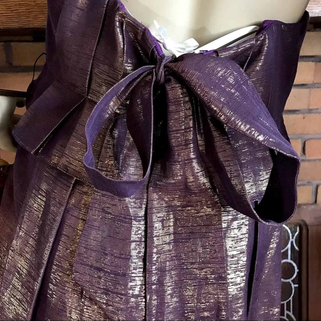 VERA WANG LAVENDER LABEL PURPLE & GOLD METALLIC STRAPLESS COCKTAIL DRESS (6) - Image 9