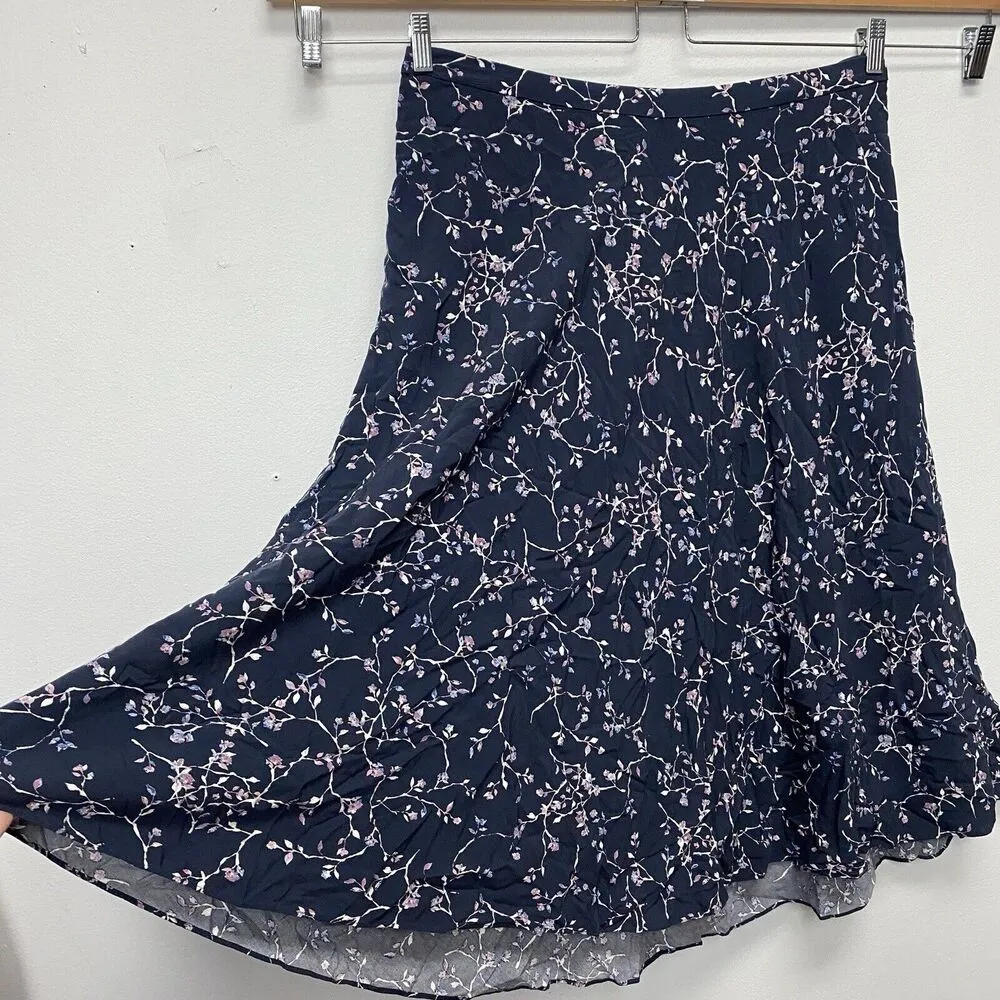 J.Jill Women's XL Floral Flare Skirt Elastic Waist Side Zip Theater Church Work - Image 2