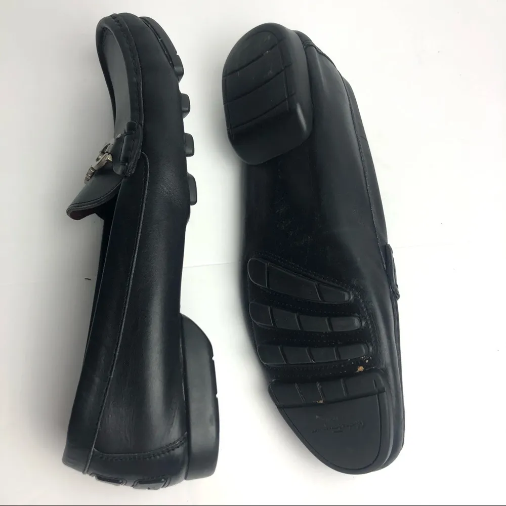 Salvatore Ferragamo Black Leather Driver Loafers - Image 8