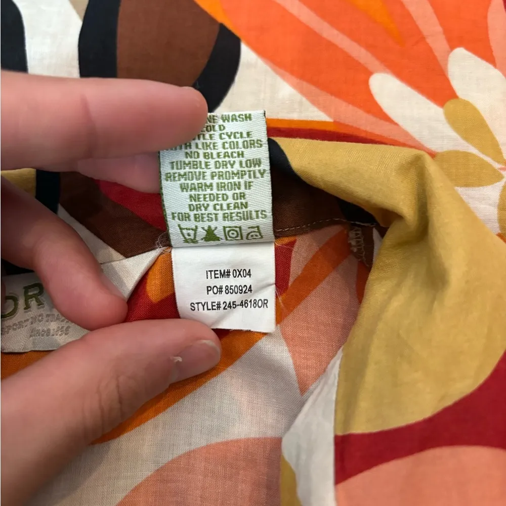 Orvis Vintage Retro 90s Y2K Floral Orange Yellow Button Up Blouse Size Small - Image 13