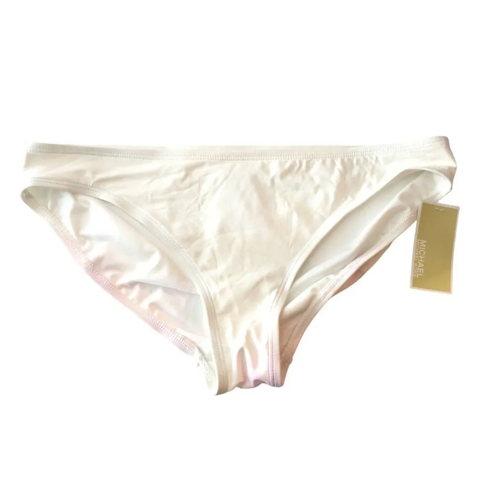 Michael Kors Stretch Nylon Bikini Bottom Hipster Brief White XL FLAW - Image 3