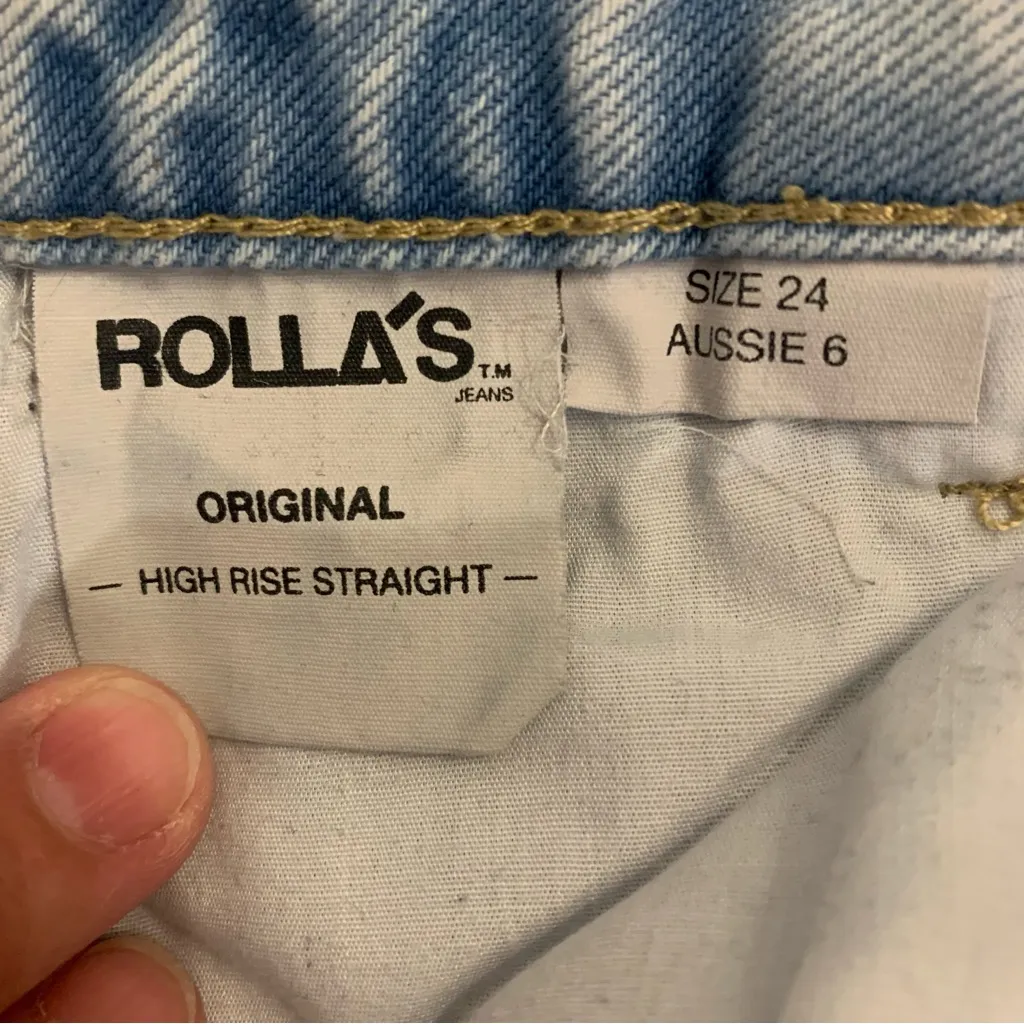 Rolla’s High Rise Straight Distressed Sunbleach Worn Wash Jeans Size 24 - Image 4