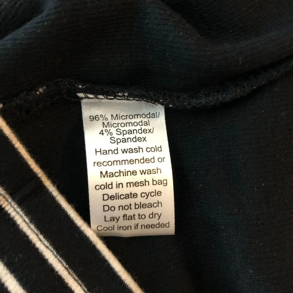 ATM Black Brown Combo Dip Dye Dress Long Sleeve Mock Neck Striped Ribbed M Size M - Image 5