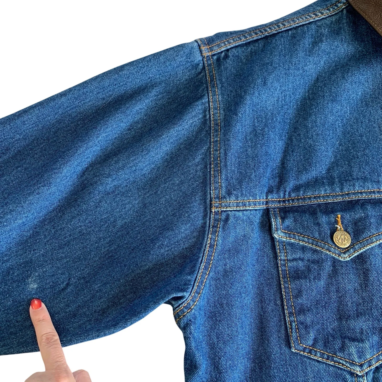 Via Penny Lane Reworked Apparel | Lady Gaga Enigma Tour Vintage Denim Jacket Blue Size L - Image 5