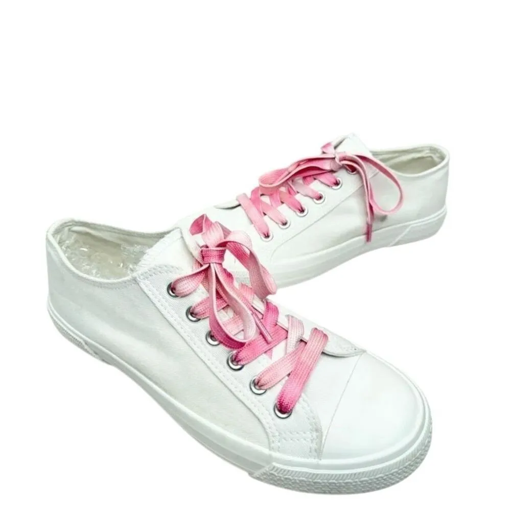 BP Canvas Sneakers‎ Size 6.5 White Pink Lace Up Casual Shoes - Image 4
