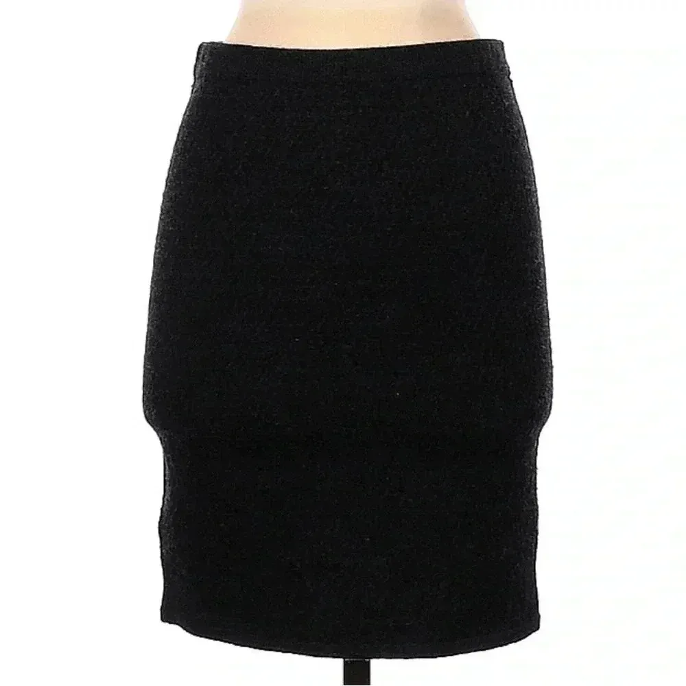 Eileen Fisher | Black Classic Merino Wool Blend Fitted Pencil Skirt Size XS - Image 2