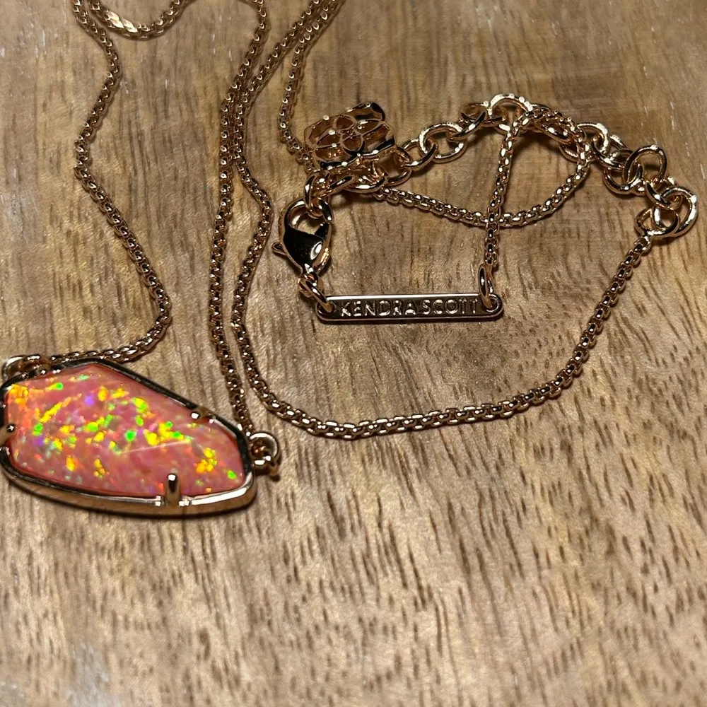 Cami Necklace in Rose Gold & Coral Kyocera Opal - Image 13