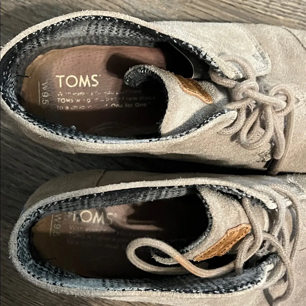 TOMS Kala Suede Lace-Up Wedge Booties Boots Size 9.5 - Image 9