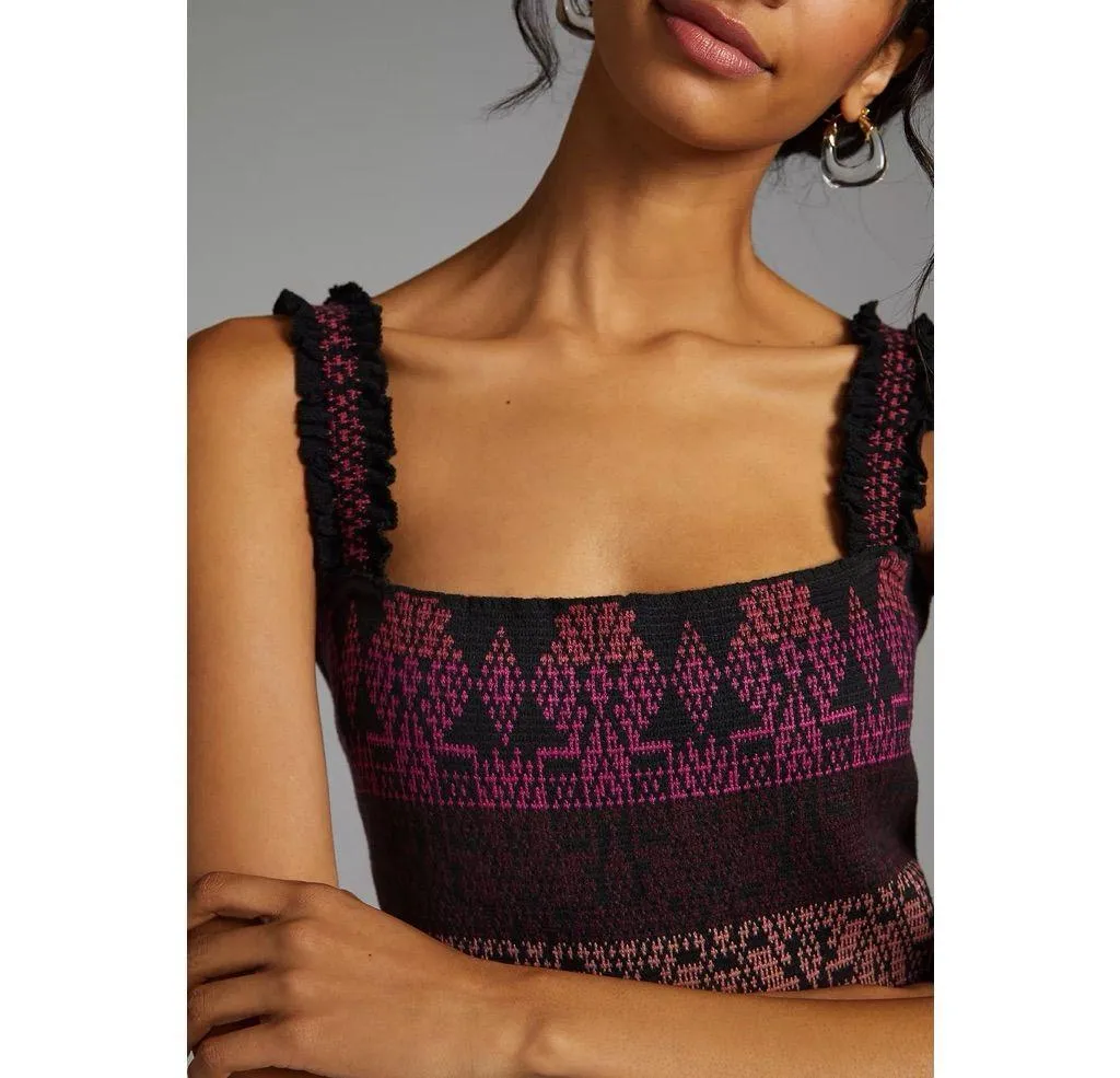Cecilia Prado • Anthropologie Peregrine Abstract Midi Dress tiered black purple - Image 6