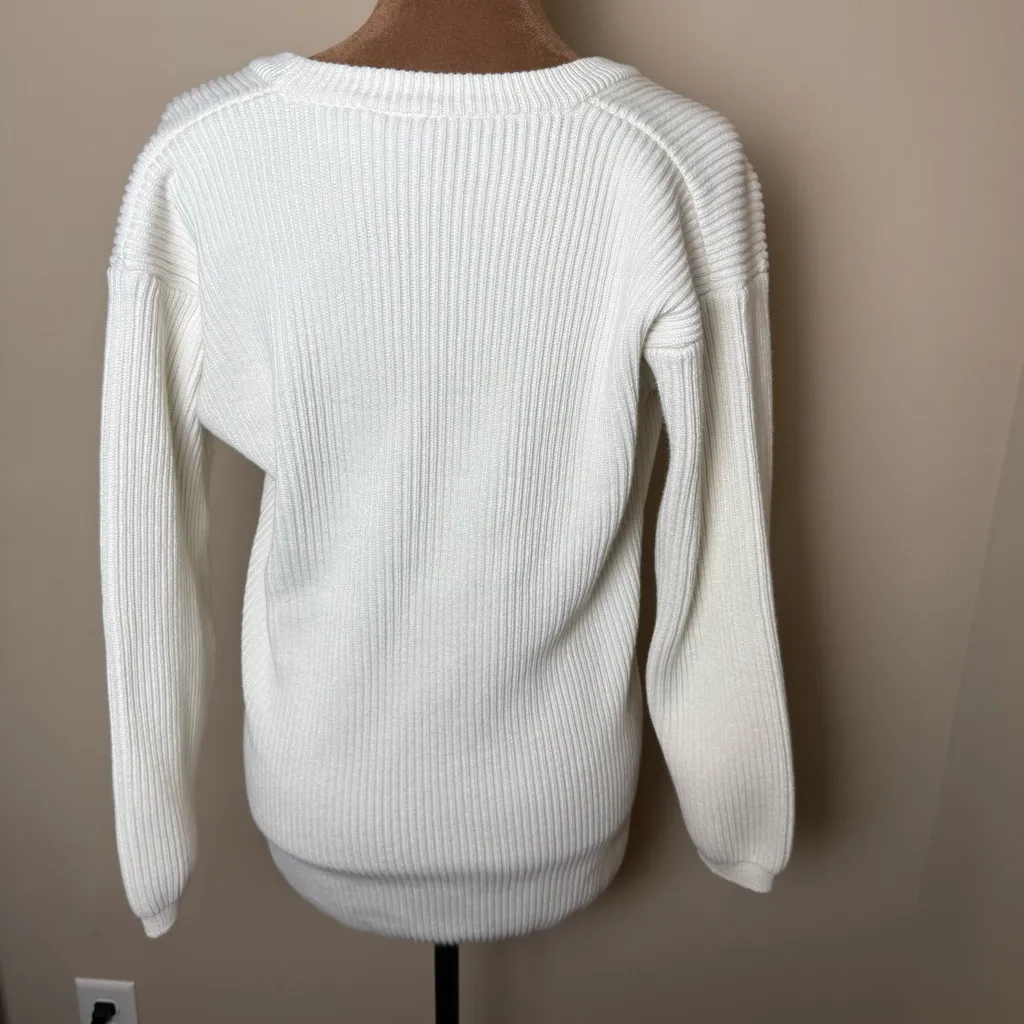 Vintage Hunt Club Cardigan Sweater Womens Small Cream Grandpa Fisherman Chunky - Image 2