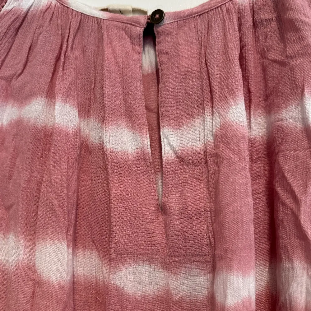 A.N.A. Women’s Lg  Pink & White Tie Dye Long Sleeve Flowy Relaxed Peasant Blouse - Image 10